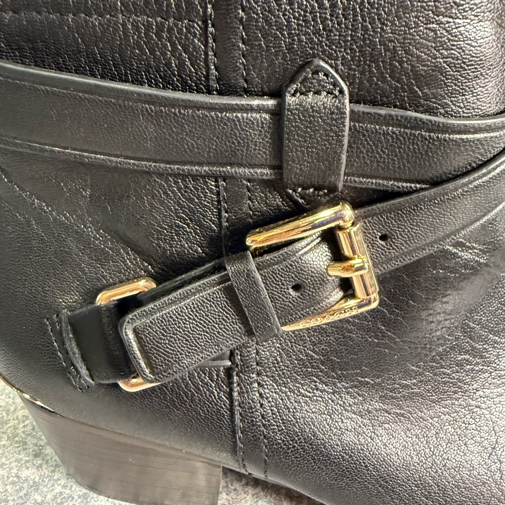 Coach Pauline Black Leather Ankle Boots with Low Heel, Size 8B - Picture 11 of 13